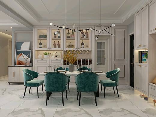 简美风格客餐厅（个人主页-ZNDAwMzc4Mjg=） - 家装设计 - 站酷设计师一名Nice的设计师原创素材 - 站酷ZCOOL