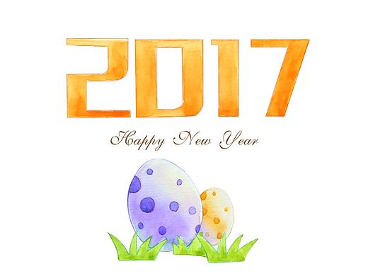 2017年日历  手绘水彩 