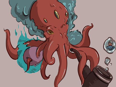 我梦见一只鬼冒火de 大章鱼（个人主页-ZNjA0NzUxNjQ=） - 儿童插画 - 站酷设计师德文别跑酷原创素材 - 站酷ZCOOL