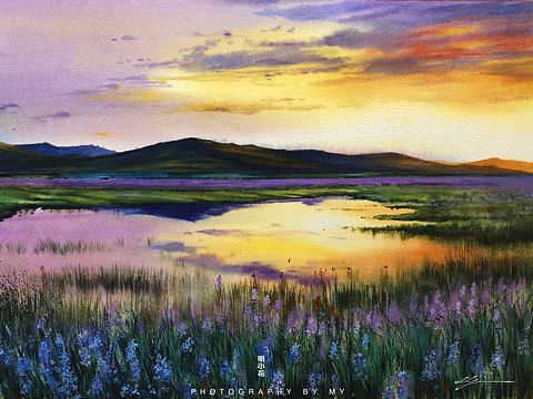 明小花水彩～絢爛暮色～（附全過(guò)程）（個(gè)人主頁(yè)-ZNDcxOTAzNTY=） - 繪畫(huà) - 站酷設(shè)計(jì)師明小花原創(chuàng)素材 - 站酷ZCOOL