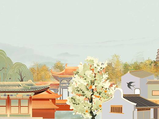 一组给某工作室设计的一组国潮商业宣传插画