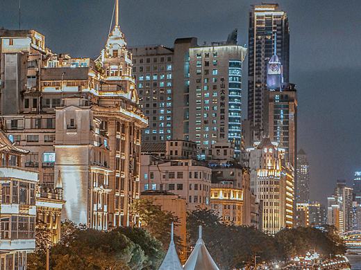 广州沙面街，人民桥夜景摄影