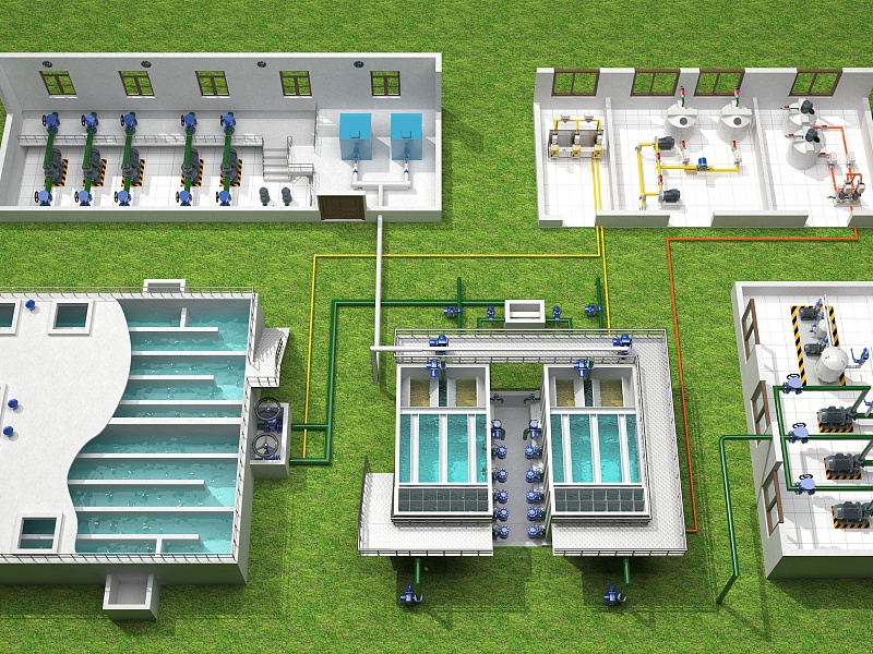 水厂3d效果图