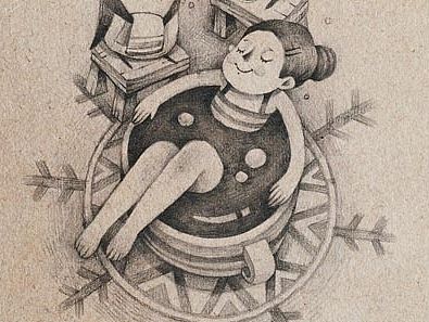 一组黑白铅笔画
