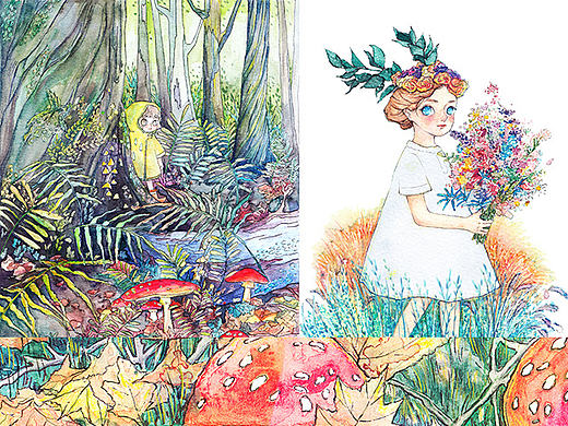 《水彩作品整理》-7月份（个人主页-ZMTc0MTE0MjA=） - 商业插画 - 站酷设计师小花栗子原创素材 - 站酷ZCOOL