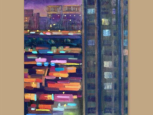 50*60cm 工作室窗外的夜景