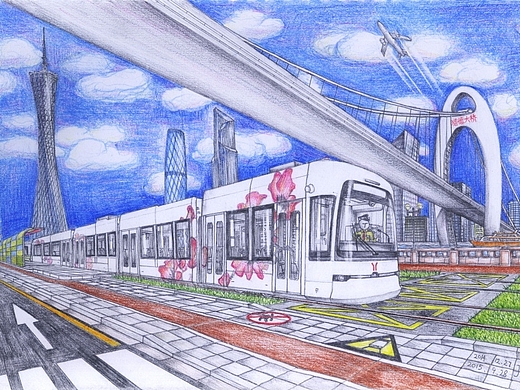 广州有轨电车 手绘