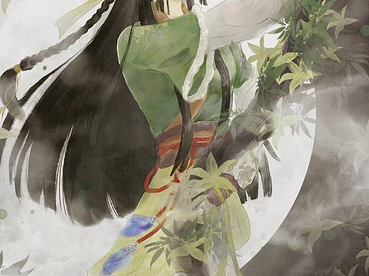 月光落,茶花前。