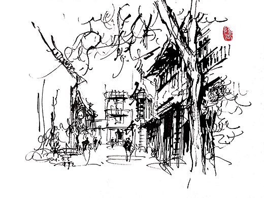 建筑风景手绘