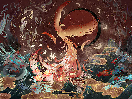 山海经 包装插画