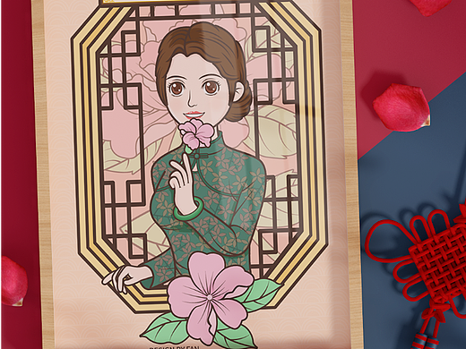 国潮插画 | 沉鱼落雁鸟惊喧，闭月羞花花愁颤