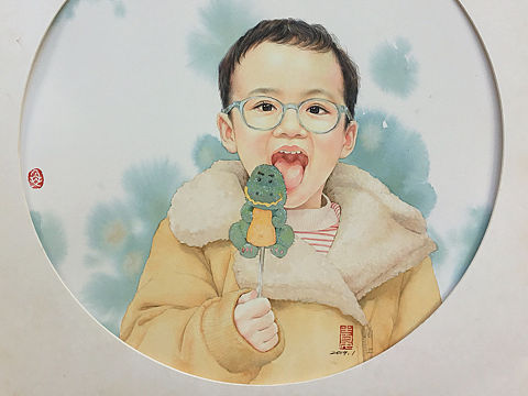 #半夏画肖像。水彩肖像画