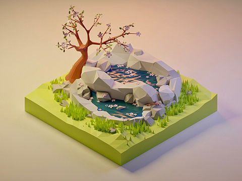blender lowpoly 小练习:春天