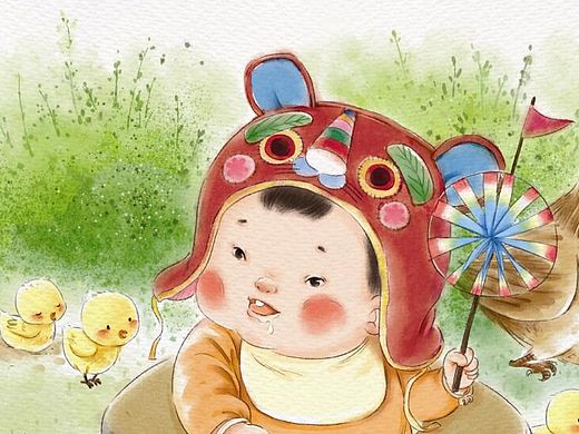 仿水墨效果的童谣插图一组