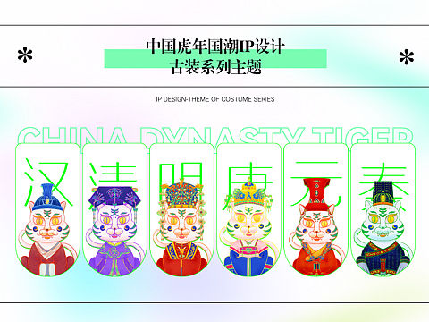 国潮风虎年IP设计-中国朝代虎古装系列
