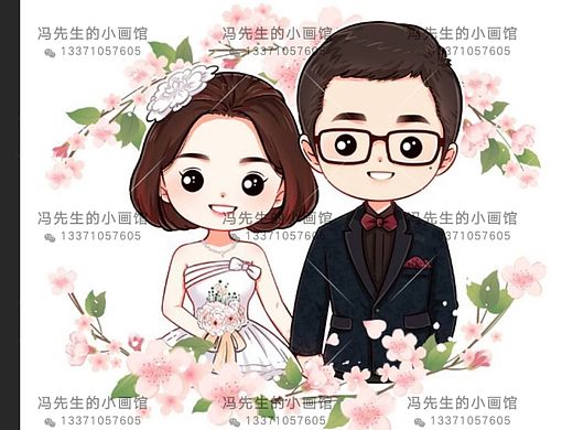 手绘头像情侣头像婚纱照Q版手绘