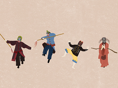 戴着傩面跳傩戏插画-商业插画922301177菲非fiona2年前3545447陇东傩