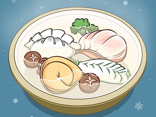 冬至节气吃饺子喽 大雪纷飞  雪人