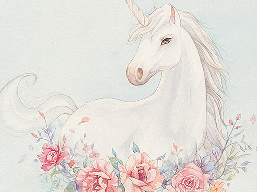 水彩 独角兽