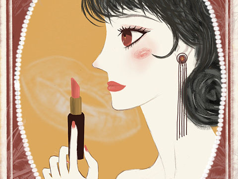 38女王节口红广告插画