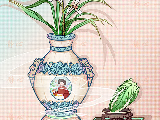 古典海报花瓶