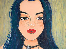 时尚插画和油画棒的碰撞