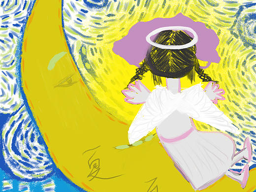 插画  夏至  星月夜