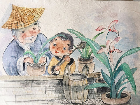 师傅的兰花（个人主页-ZNDk5NzA4NjQ=） - 儿童插画 - 站酷设计师小花爱画画画原创素材 - 站酷ZCOOL