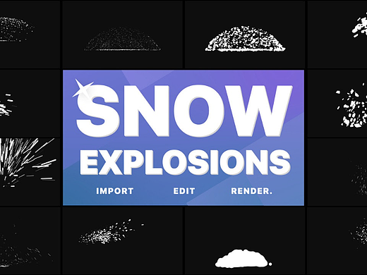 AE模板 | 爆炸的雪堆飞雪球冬季主题元素圣诞节新年