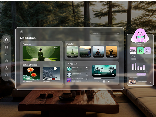 Apple Vision Pro 冥想App 3D UI