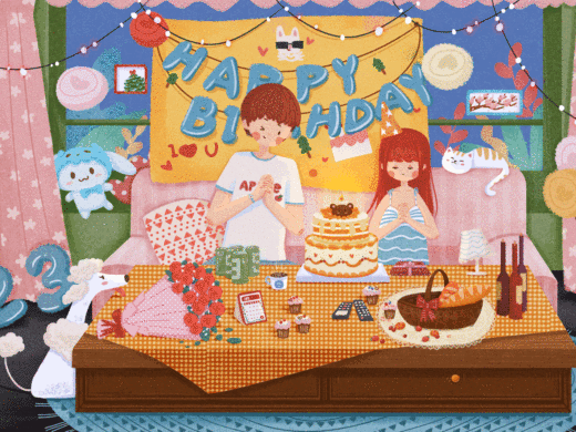 室内插画🌸|“今年有人陪你一起过生日吗”