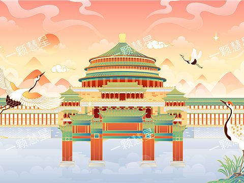 重庆人民大礼堂建筑插画