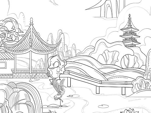 城市国风插画
