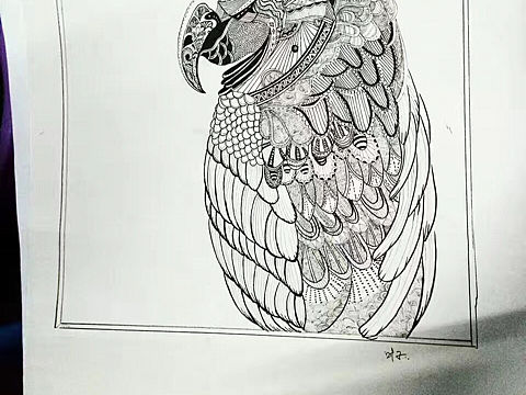 叶子组合的鹦鹉