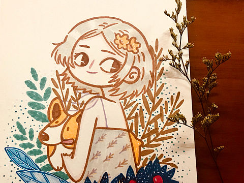 临摹senny 的插画，比较喜欢的风格。