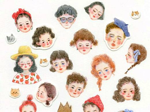 手绘彩铅人物插画卡通插画水彩教程可爱头像少年少女