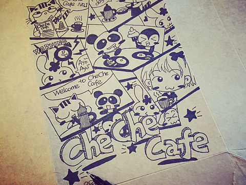 Stella屎呆拉画图-画在牛皮纸包装盒上的小漫画（2)