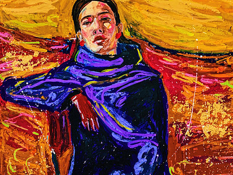 油画棒作品《恋曲1990》