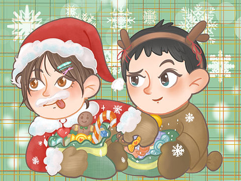 圣诞情侣头像get（个人主页-ZNTY4MzkxMzY=） - 商业插画 - 站酷设计师啵啵米原创素材 - 站酷ZCOOL