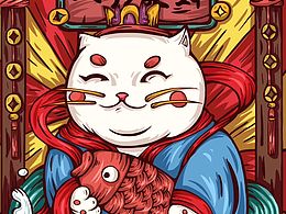 招財(cái)貓轉(zhuǎn)運(yùn)插畫