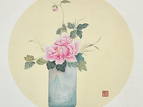 没骨花鸟 牡丹写生