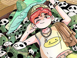    端午節(jié)插畫(huà)海報(bào)粽子子糯米熊貓