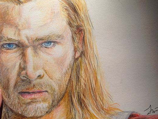 雷神索尔彩铅画