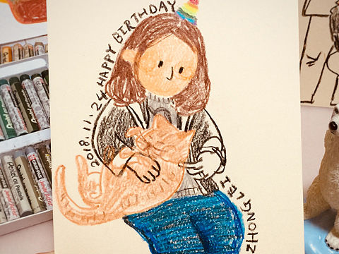 ❤️手绘蜡笔生日贺图❤️