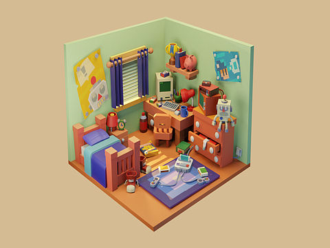 临摹卡通房间 Blender 练习