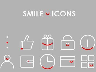 AI APP常用线性 红白微笑  icon