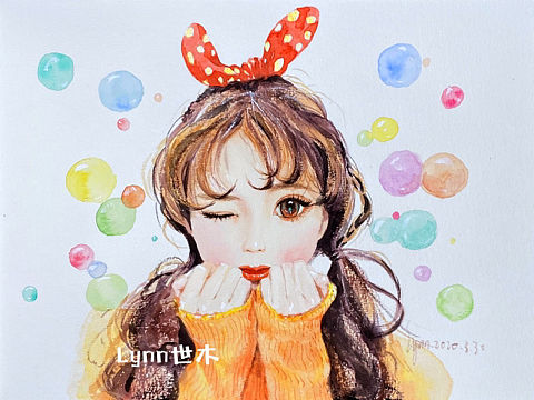 卡哇伊水彩美少女（個(gè)人主頁(yè)-ZNDQwMDI0MzY=） - 繪畫 - 站酷設(shè)計(jì)師Lynn世木原創(chuàng)素材 - 站酷ZCOOL