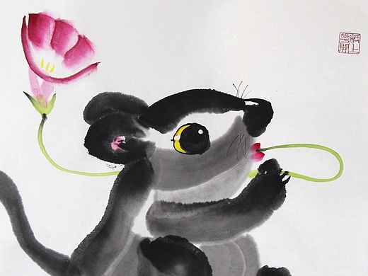 画儿晴天水墨创意画-生肖鼠