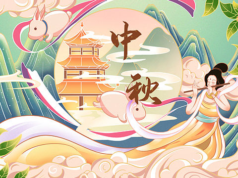 马上中秋咯 中秋节快乐（个人主页-ZNTUxODgwMzY=） - 商业插画 - 站酷设计师以后再说111原创素材 - 站酷ZCOOL