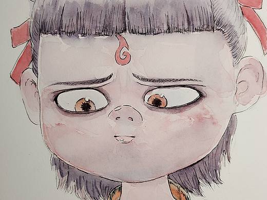 原创水彩手绘哪吒